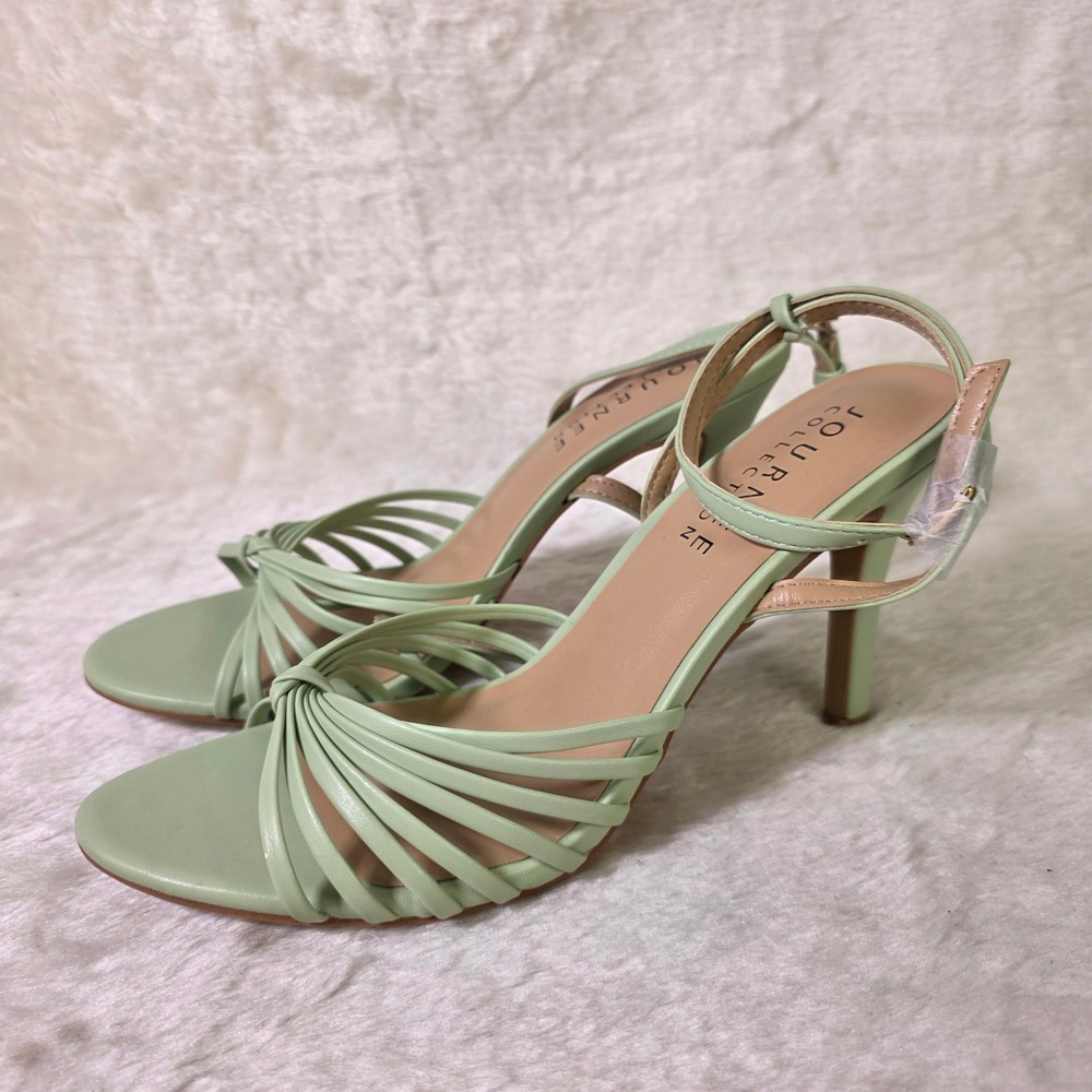 Journee Collection Vanita Heels Sage Green Strappy Stiletto Womens 9 NEW